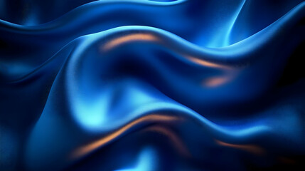 Fototapeta premium Blue Silk Fabric Drapes, Waves & Texture Details