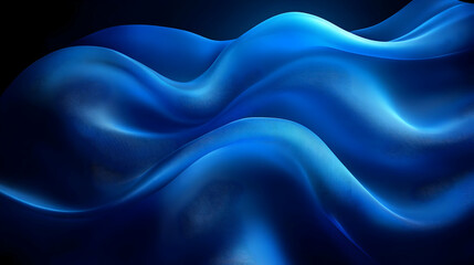 Obraz premium Abstract Blue Waves Flowing Smoothly, Dynamic Digital Art