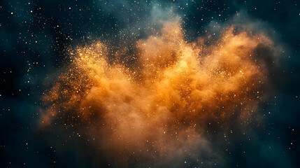 Obraz premium Golden Dust Explosion: Abstract Art in Motion, Celestial Sparkle Background
