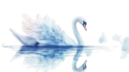 Fototapeta premium Serene swan swimming in colorful lake, a captivating display of nature's beauty