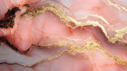 Fototapeta premium Pink Gold Abstract Art: Elegant Marble Texture Design