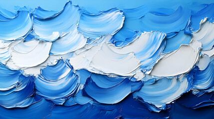 Fototapeta premium Blue and White Abstract Impasto Painting