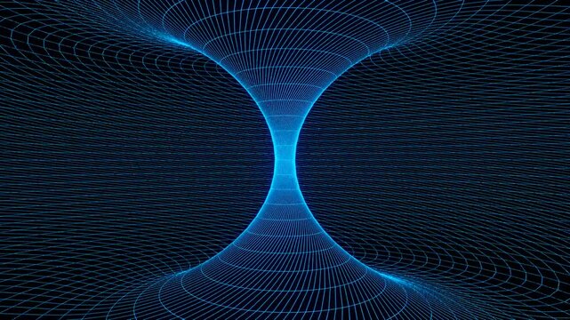 Wired gravity Bent Space time hole. Warped Grid wormhole throat Dimensional Relativity motion graphics