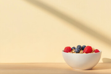 A bowl of fruit with blueberries and raspberries