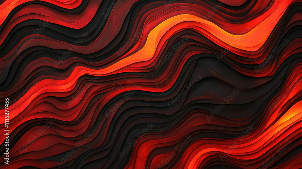 Aufkleber abstract wavy patterns in red and black with smooth textures and bold designs