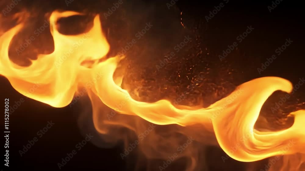 Aufkleber fiery stream: abstract image of a dynamic orange flame flowing against a black background. perfect f