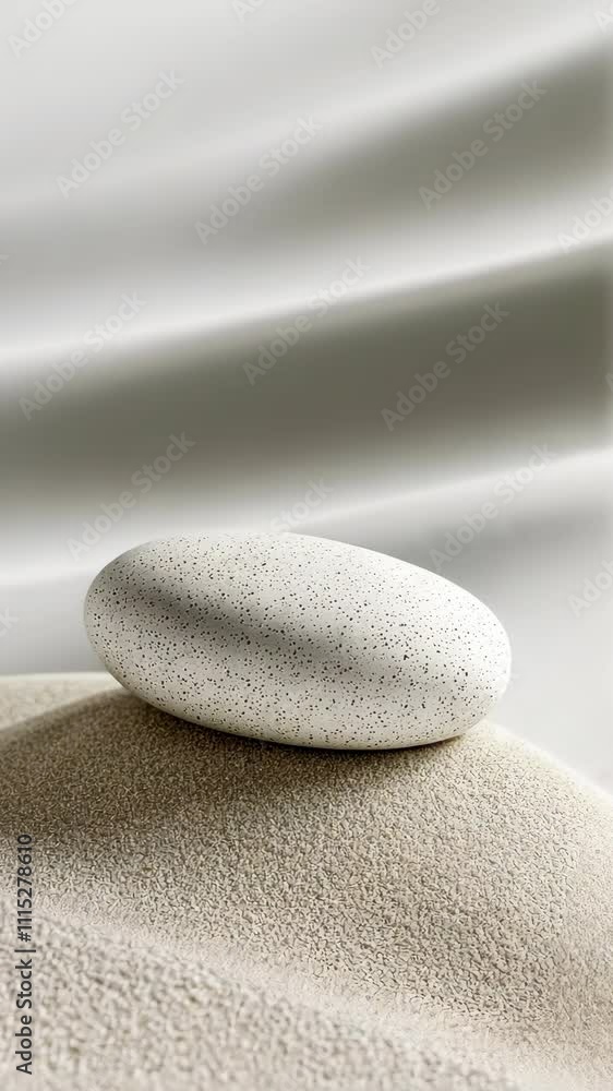 Aufkleber white pebble resting on soft sand with smooth fabric background creating a serene atmosphere