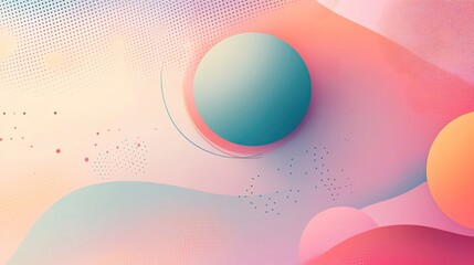 Abstract pastel background with fluid shapes, circles, and dots.