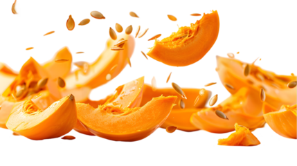 Falling Pumpkin seed isolated on a transparent background