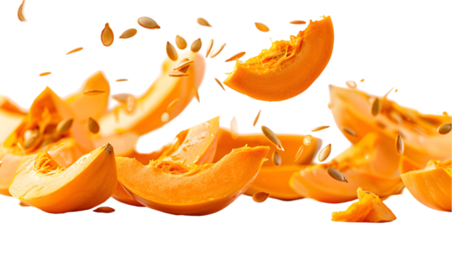 Falling Pumpkin seed isolated on a transparent background
