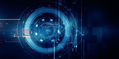 Fototapeta premium 2d illustration Abstract futuristic electronic circuit technology background 
