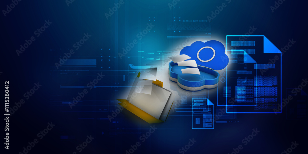 Poster 3d rendering cloud folder storage