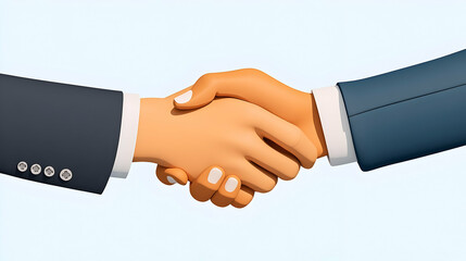3D Close Up Handshake Business Partners Blue Background Copy Space
