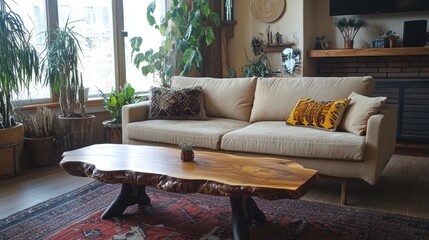 Modern Living Room with a Rustic Touch
