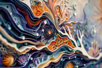 Intricate white paper art featuring a detailed bird among floral designs, showcasing exquisite craftsmanship and aesthetic beauty in a creative display