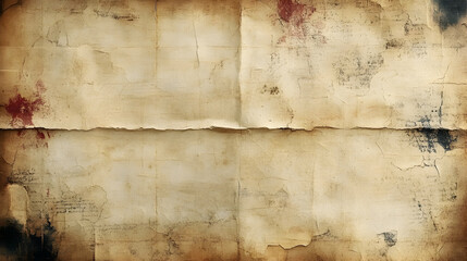 Fototapeta premium Aged Paper Texture: Grunge Background with Cracks and Stains for Design Projects