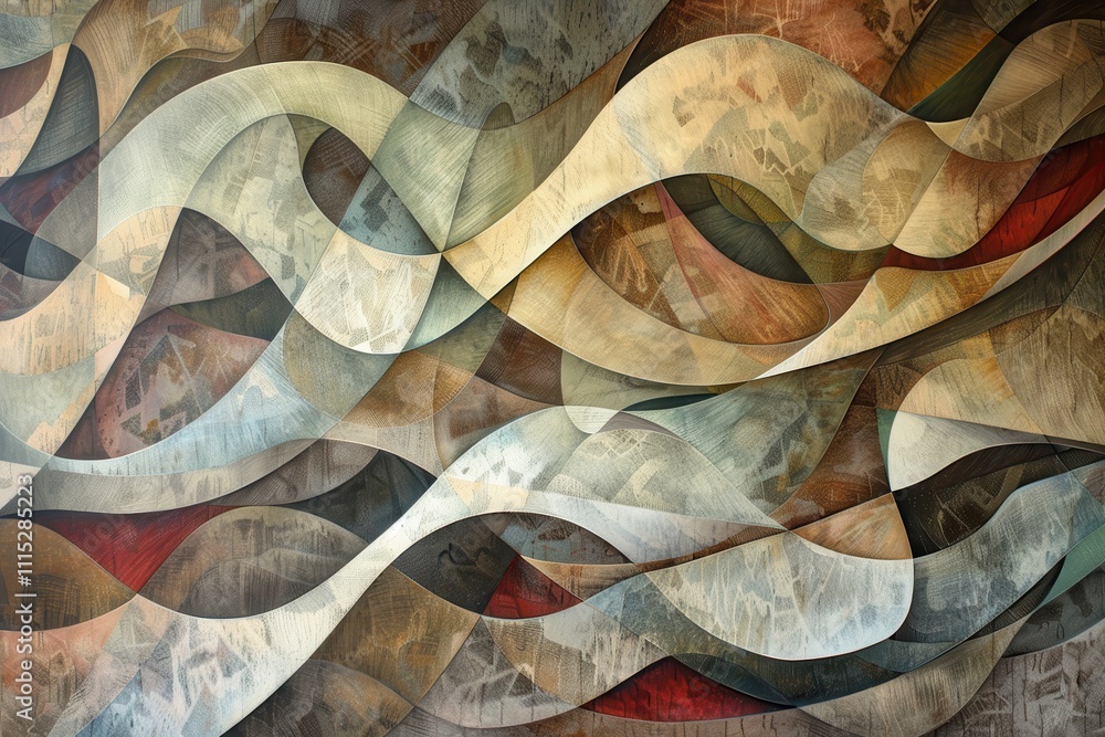 Poster abstract flowing texture with intricate patterns and warm tones highlighting movement and depth in a