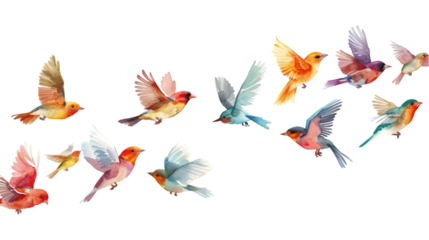 flying birds isolated on a transparent background