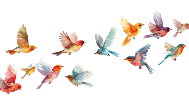 flying birds isolated on a transparent background