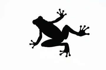 A Jumping Frog Silhouette On A White Background