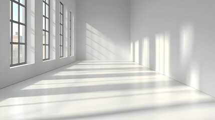 Fototapeta premium Sunlit Empty Room 3D Render