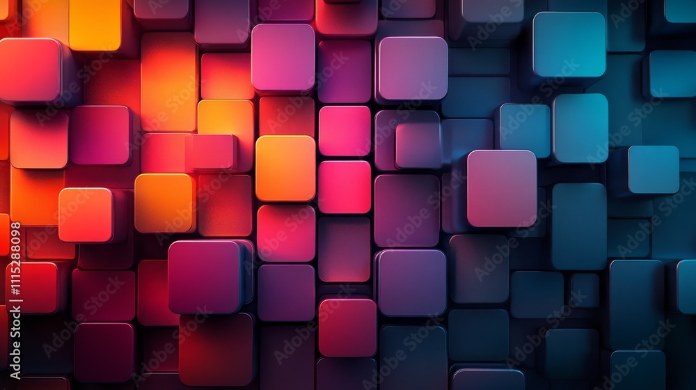 Aufkleber abstract geometric blocks with gradient colors, modern digital art concept