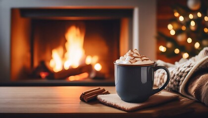 Warm Moments: A Mug of Hot Cocoa in a Snug Living Room