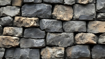 Obraz premium Gray & Tan Stone Wall: Rugged Texture, Diverse Hues, Natural Appeal