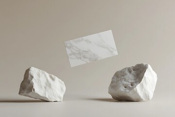 Modern business card mockup template on white marble background. Mock-up design for presentation branding, corporate identity, advertising, stationery, graphic designers presentations. 3d Rendering
