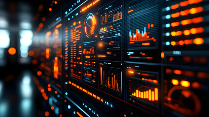 Obraz premium 3D Diverse Team Analyzing Data on Digital Dashboard with Bokeh Background