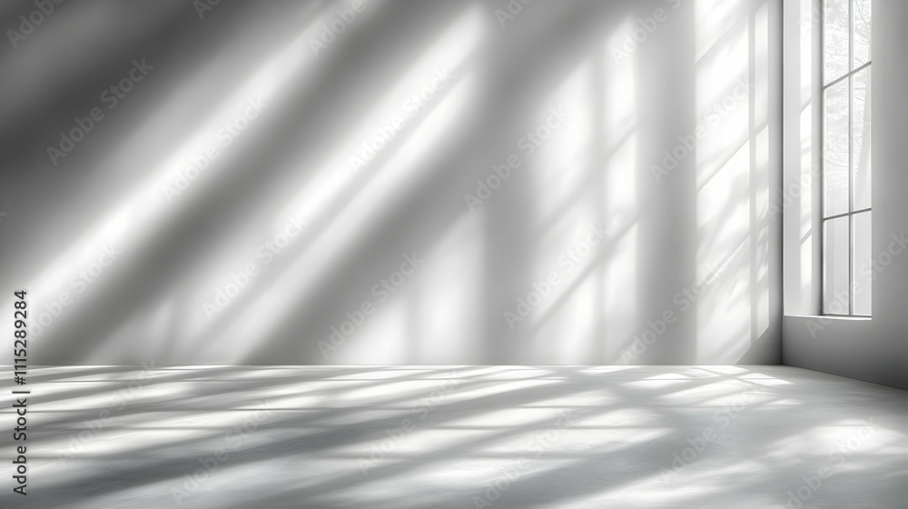 Poster sunlight streams through window in room, creating shadows