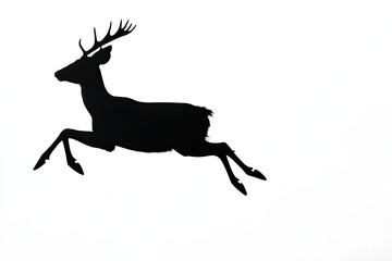 Obraz premium A Leaping Deer Silhouette On A White Background