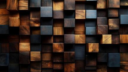 Wooden Block Wall Abstract Background