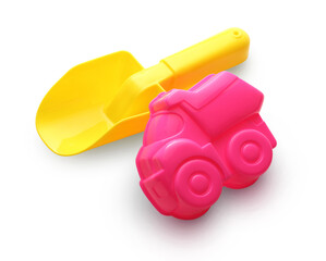 Colorful sandbox toys  isolated on white