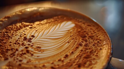 Elegant close-up of a cappuccino topped with