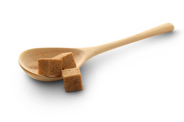 Cane sugar with wooden spoon
