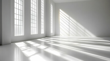 Obraz premium Sunlight Streams Through Windows in Minimalist Room