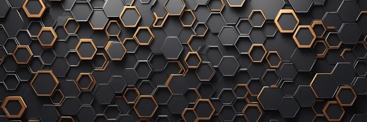 Fototapeta premium Grey Gold Hexagonal abstract metal background