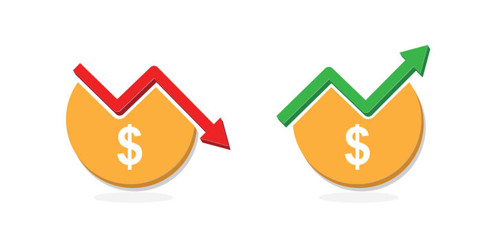 Price, rate, profit increase and decrease icon