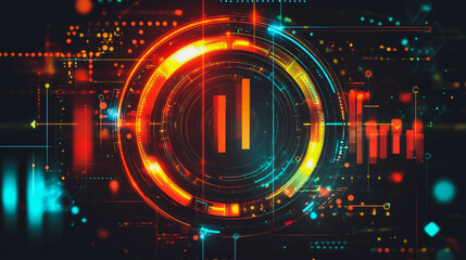 Abstract black background with Colorful geometric lines. Digital future technology . Abstract business connection of lines from nodes innovation of communication in the network.