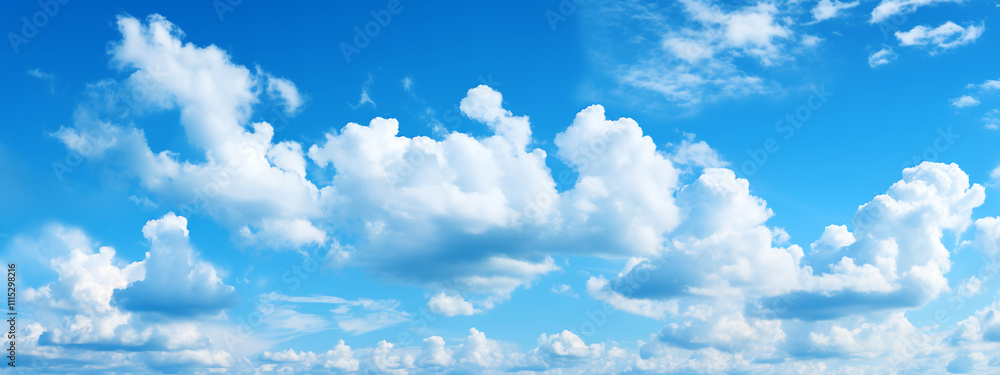 Poster blue sky background with tiny clouds. panorama background