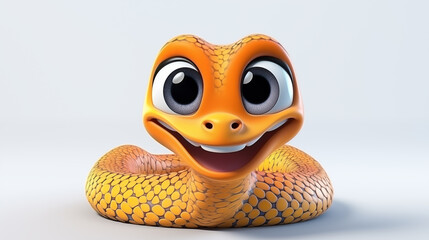 green snake on white background