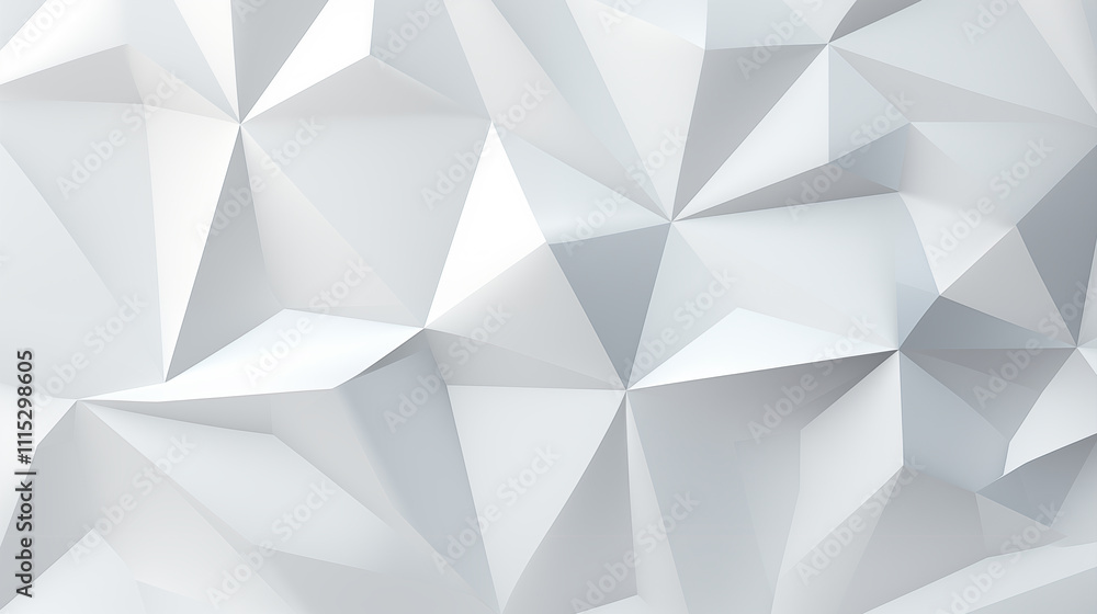 Poster abstract minimalist geometric triangle lowpoly mosaic pattern. white triangular abstract background.