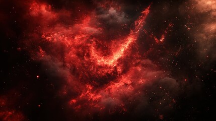 The red fire and smoke overlay is surrounded by a black background with glowing flame sparks. There is an abstract heat fog made up of hot flying embers