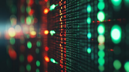 Dynamic close up of digital currency exchange board showcasing fluctuating rates with arrows