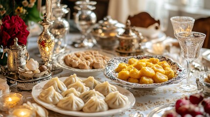 Exquisite Dining Experience with Traditional Dishes and Elegant Decor