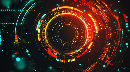 Obraz premium Abstract black background with Colorful geometric lines. Digital future technology . Abstract business connection of lines from nodes innovation of communication in the network.