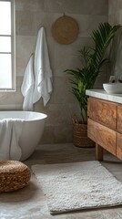 Modern Bathroom Design With Neutral Tones And Natural Elements