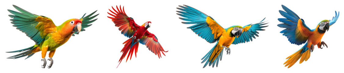 Obraz premium PNG Macaw parrot animal flying bird set on transparent background
