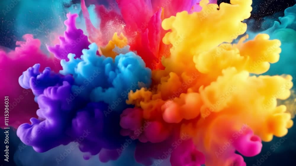Aufkleber Chromatic Chaos: An explosion of vibrant, multicolored inks creates a mesmerizing swirl of color and texture. Perfect for designs needing a burst of energy and creativity. 